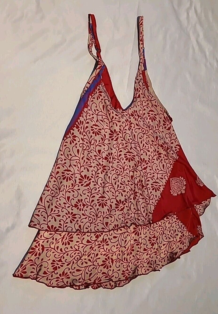 Uzbec Interior Liner Style INDIAN FANCY 100% SILK PRINTED TOP SZ. M